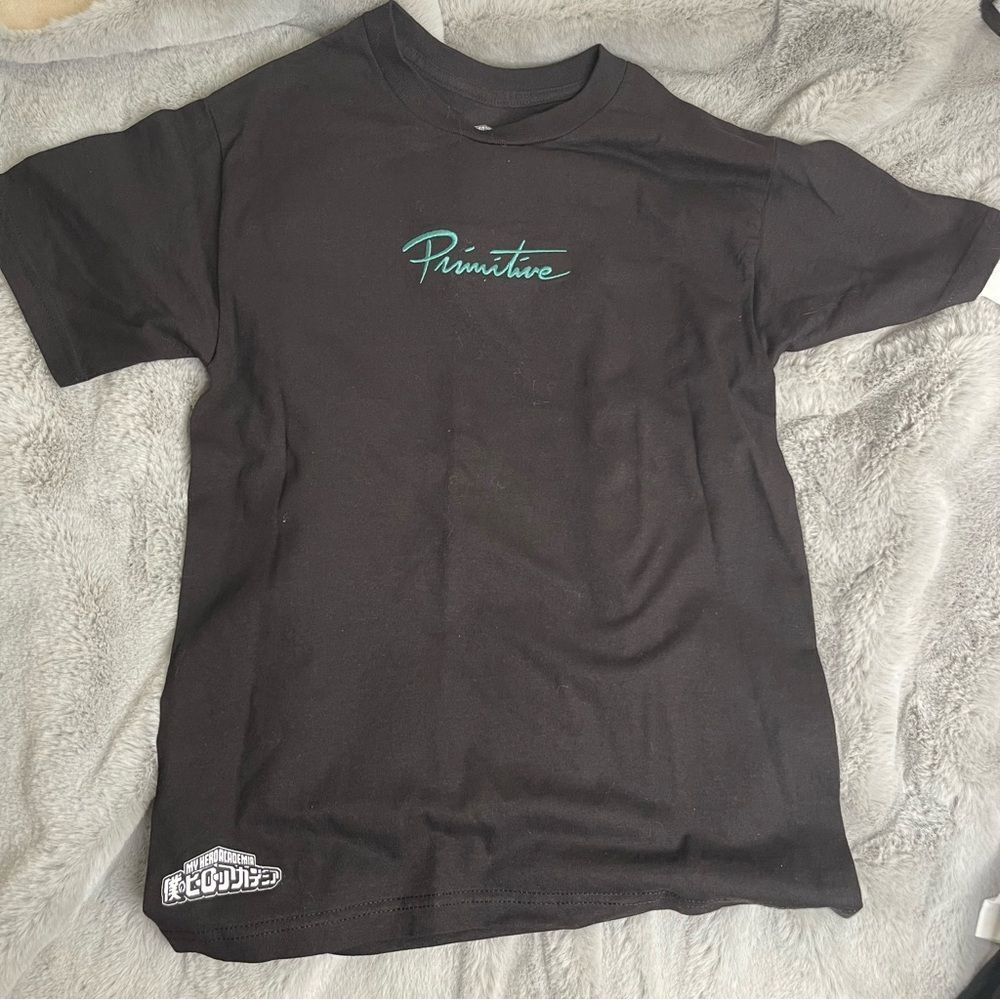 NWOT PrimitiveāMY HERO ACADEMIA Black T-Shirt with Teal Logo size XS - Picture 2 of 8